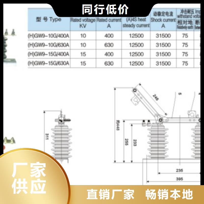 【三亚】品牌：羿振 10KV单级隔离开关HGW9-10KV/400A