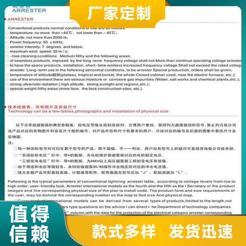 氧化锌避雷器Y10W5-108/281W【上海羿振电力设备有限公司】